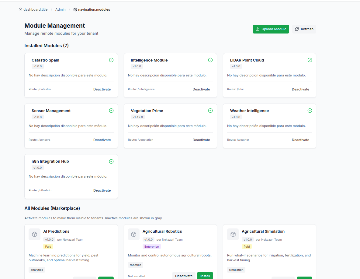 NKZ module grid in the web client